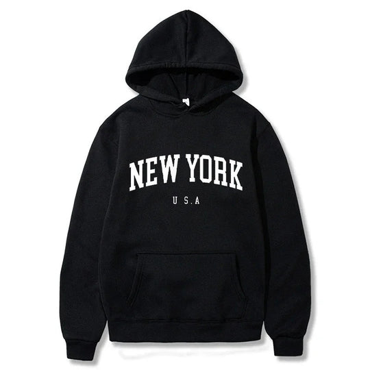 Damen Kapuzenpullover mit modischem New York Print und bequemer Passform EB