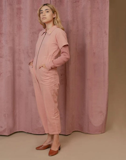 Damen legerer Jumpsuit mit praktischen Taschen und Reißverschluss EB