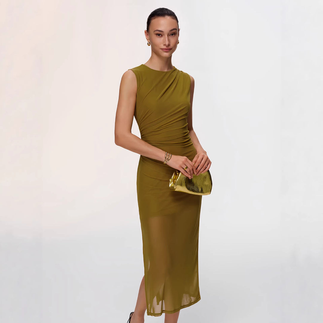 Damen Elegantes Wickelkleid mit figurbetontem Design und verführerischen Raffungselementen EB