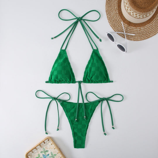 Damen Triangel-Bikini mit verstellbaren Trägern und hohem Beinausschnitt EB