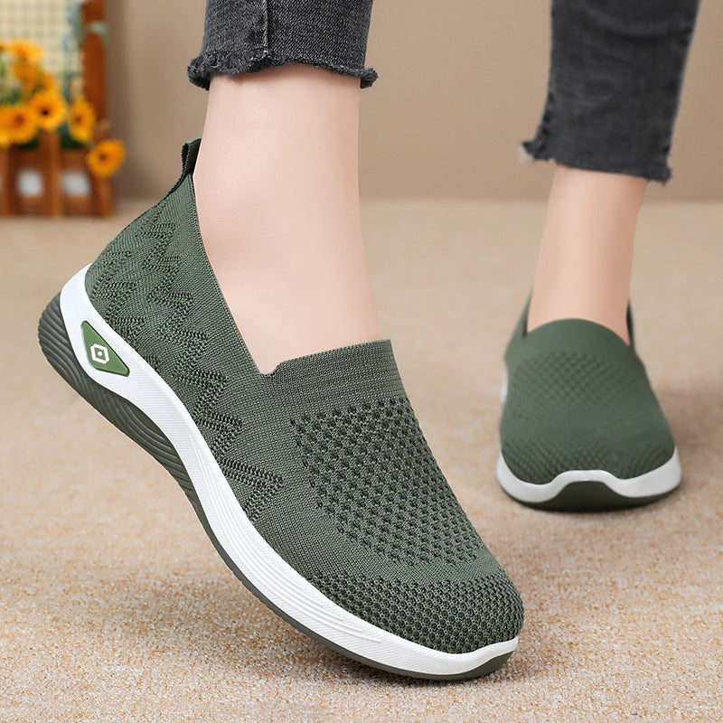 Damen Sportliche Slip-On Schuhe mit flexibler Sohle und atmungsaktivem Obermaterial EB