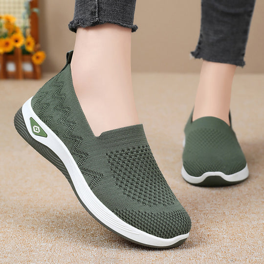 Damen Sportliche Slip-On Schuhe mit flexibler Sohle und atmungsaktivem Obermaterial EB