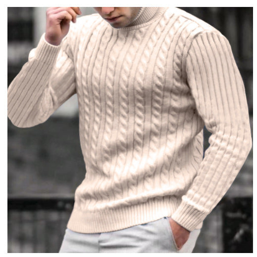 Herren Rollkragenpullover mit strukturiertem Kabelstrickdesign EB
