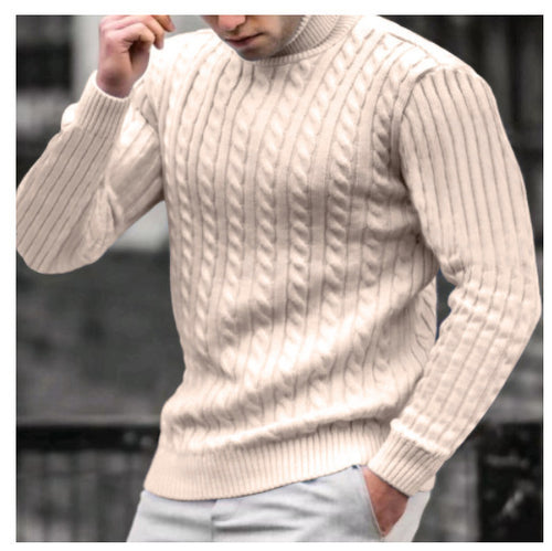 Herren Rollkragenpullover mit strukturiertem Kabelstrickdesign EB