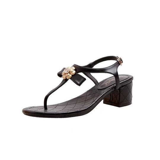 Damen elegante Plateau-Sandaletten mit dekorativer Blütenapplikation und komfortablem Absatz EB
