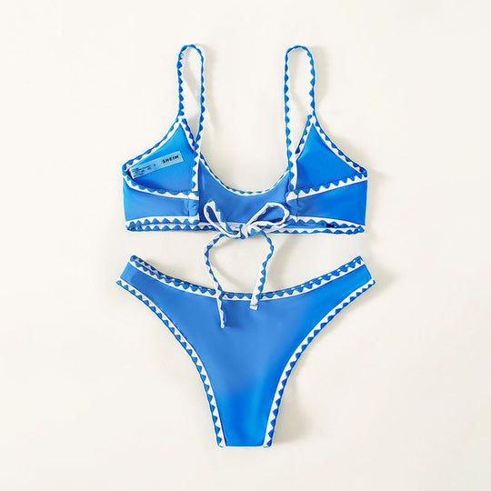Damen Triangel-Bikini mit verspieltem Zickzack-Design EB