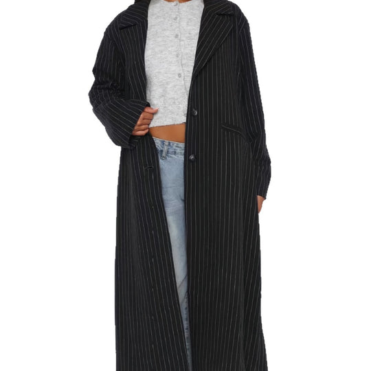 Damen Langer Blazer mit Streifenmuster und lässigem Schnitt EB