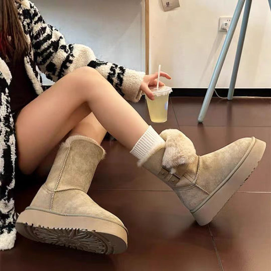 Damen kuschelige Winterstiefel mit verstellbarem Riemen und Soft-Futter EB
