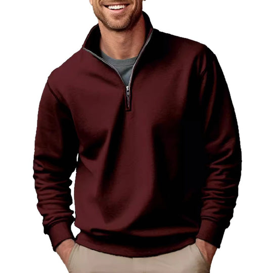 Herren nan Halbzip-Sweatshirt mit Stehkragen und weichem Fleece-Innenfutter EB