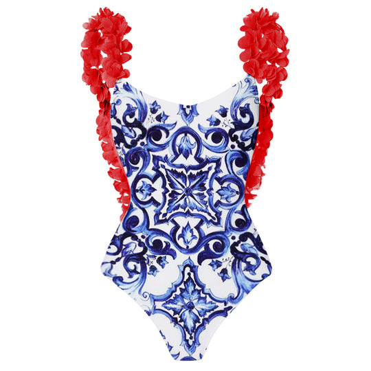Damen Bikiniset mit floralem Muster und eleganten Rüschendetails EB