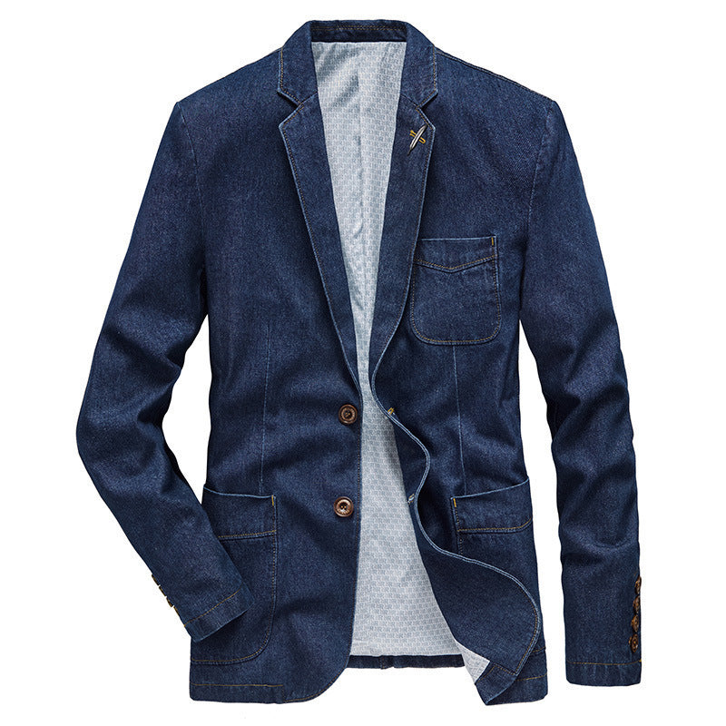 Herren Denim-Sakko im taillierten Casual-Schnitt mit aufgesetzten Taschen und Reverskragen EB