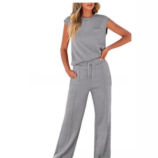 Damen Bequemes Freizeitanzug-Set mit weitem Schnitt und modischen Details EB
