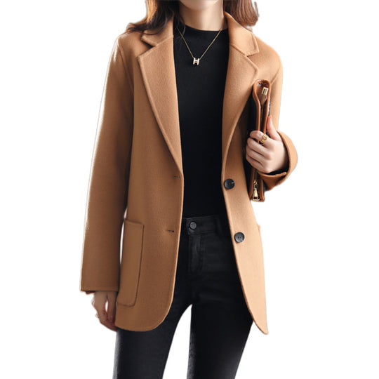 Damen eleganter Wollblazer mit klassischen Revers und strukturiertem Schnitt EB