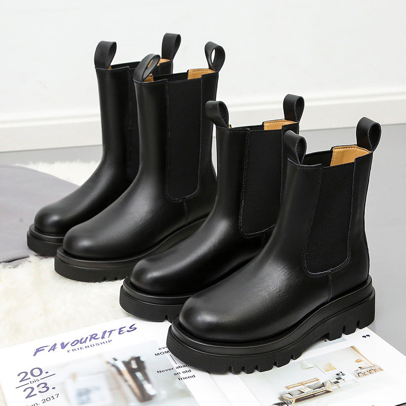 Damen  Chelsea-Boots mit elastischem Einsatz und markanter Profilsohle EB