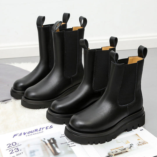 Damen  Chelsea-Boots mit elastischem Einsatz und markanter Profilsohle EB