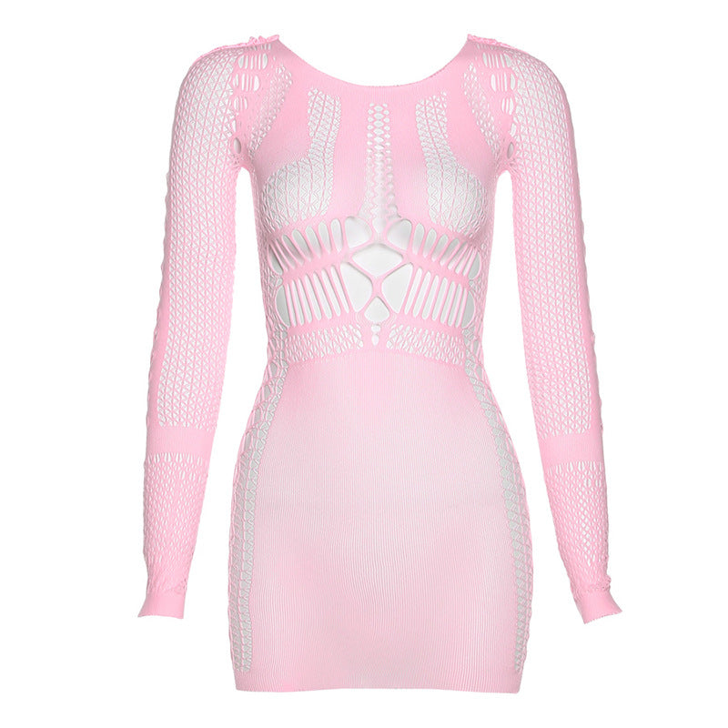 Damen Netzkleid mit langen Ärmeln EB