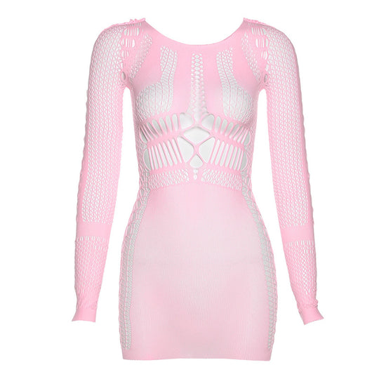 Damen Netzkleid mit langen Ärmeln EB