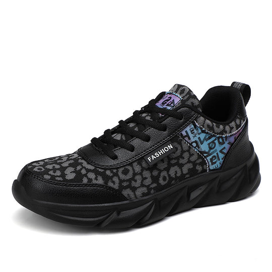 Damen Sportliche Sneakers mit modischem Leopardenprint und dämpfender Sohle EB