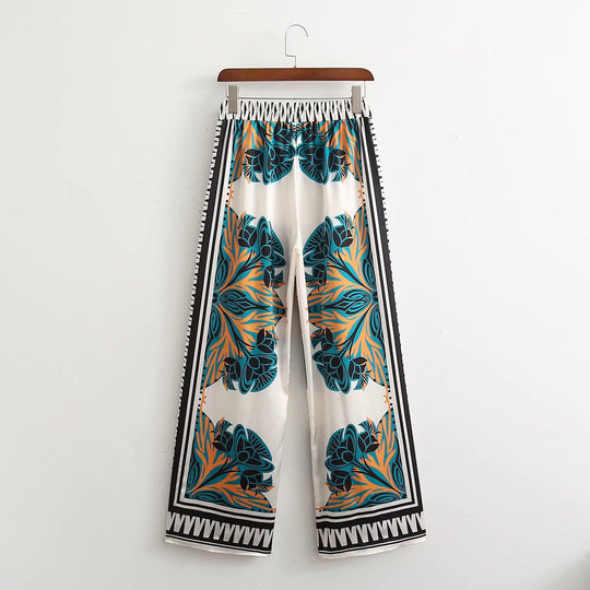Damen weite Palazzo-Hose mit auffälligem grafischen Muster EB