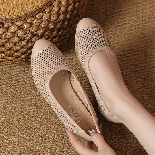 Damen Elegante und atmungsaktive Ballerinas mit Durchbrochenem Design EB