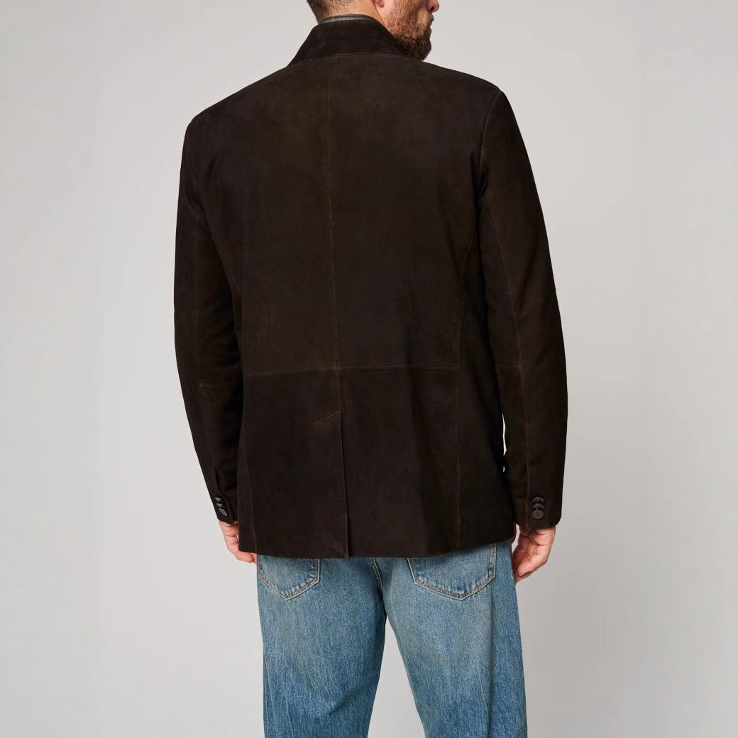 Herren Wildlederjacke im klassischen Schnitt mit Stehkragen und praktischen Taschen EB