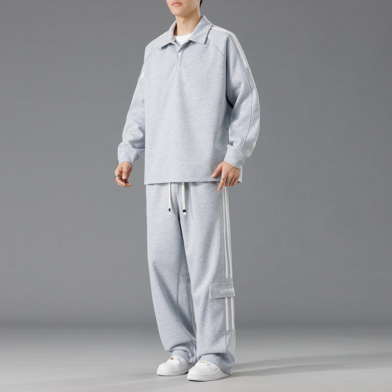 Herren Sportliches Freizeit-Set mit hohem Kragen und praktischen Taschen EB