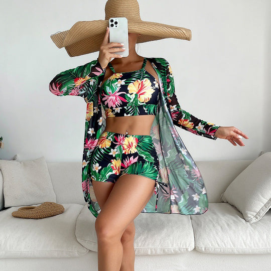 Damen trendiges Strandoutfit mit floralem Muster EB