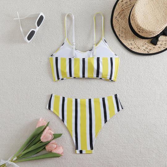 Damen Bandeau-Bikini mit verstellbaren Trägern und Knoten-Detail EB