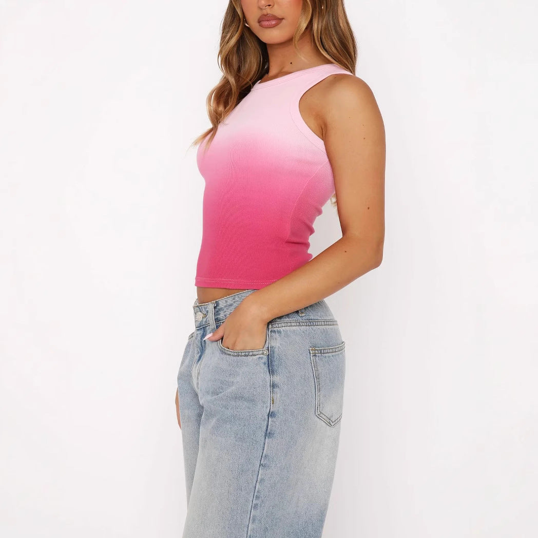 Damen Fitness-Tanktop mit modernem Farbverlauf und figurbetontem Schnitt EB