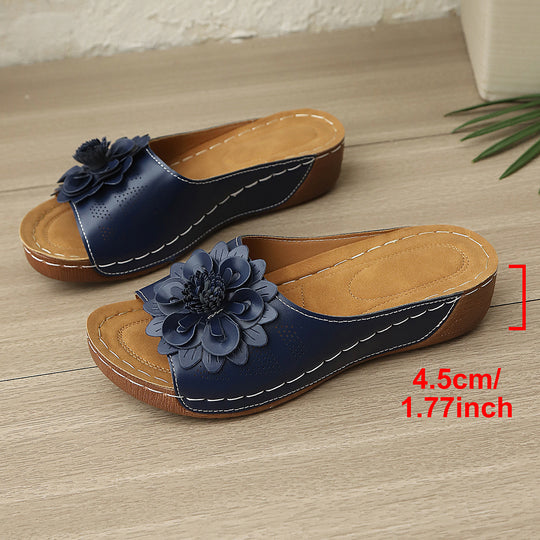 Damen Wedge-Pantoletten mit floralem Detail EB