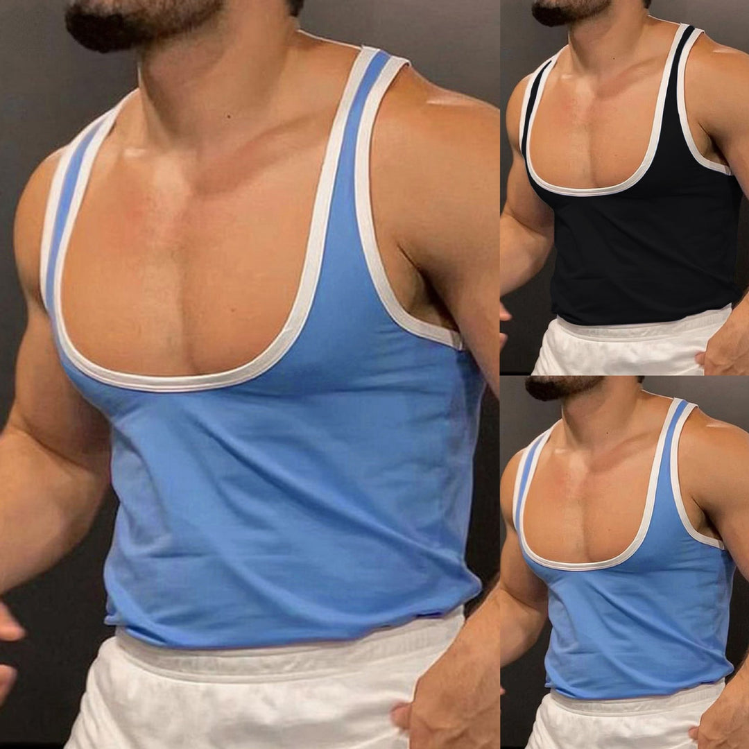 Herren nan sportliches ärmelloses Muskelshirt mit Kontrastbesatz EB