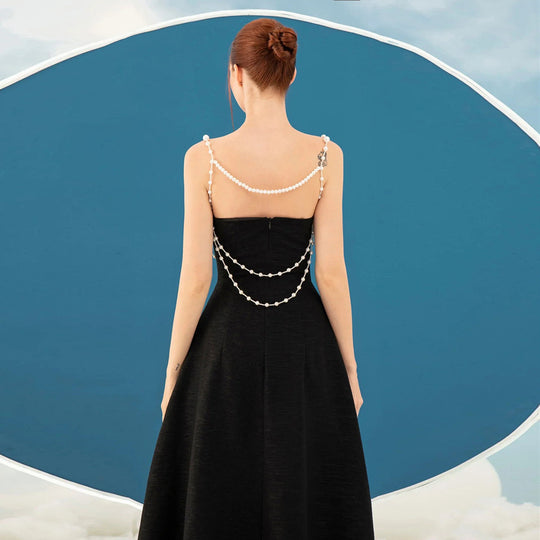 Damen Elegantes Vintage-Kleid mit Perlenverzierung EB