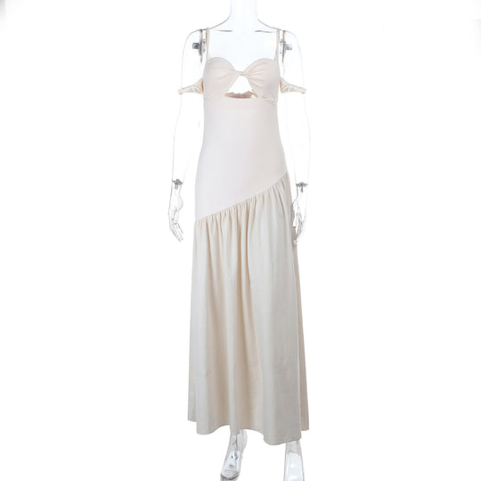 Damen Maxikleid mit schulterfreier Gestaltung und asymmetrischem Design EB