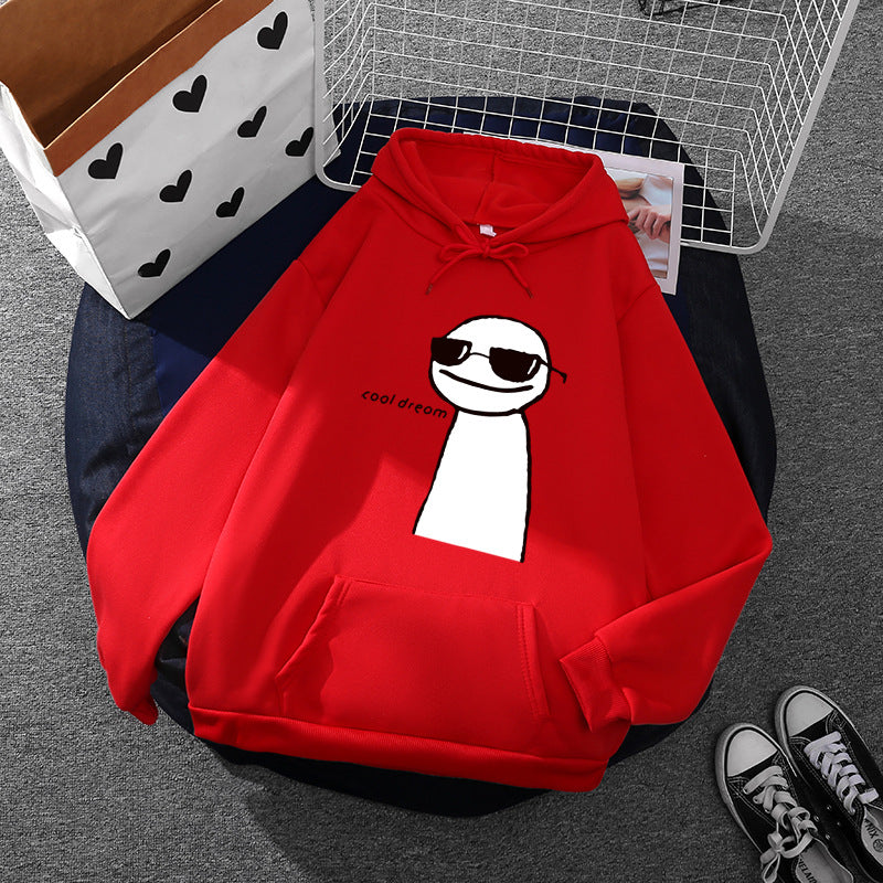 Damen nan Kapuzenpullover mit minimalistischer Grafik, lockerer Oversize-Passform und Kängurutasche EB