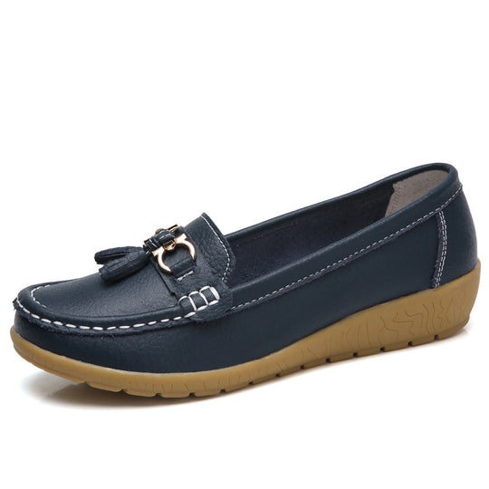 Damen Mokassins mit ornamentaler Schnalle und weicher Sohle EB