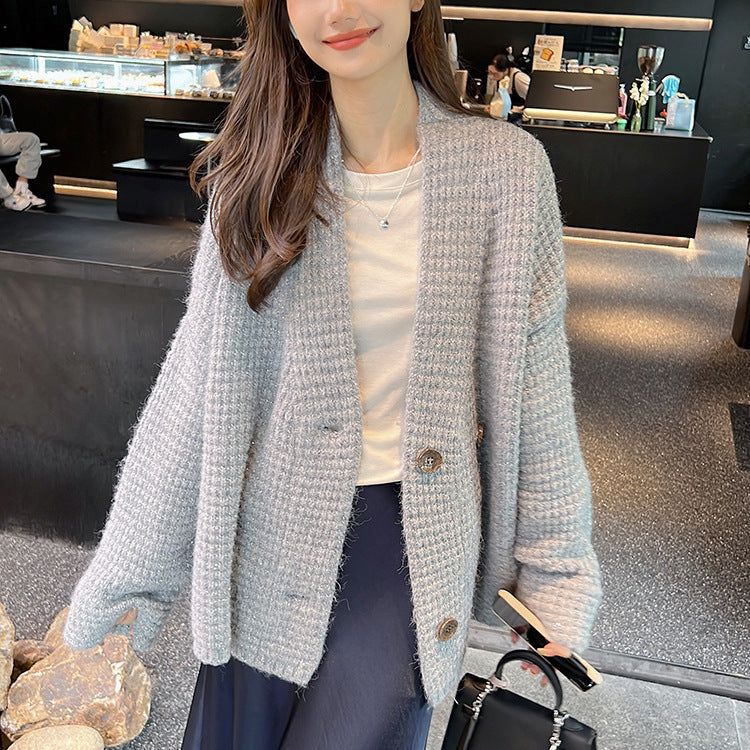 Damen Strickjacke mit doppeltem Knopfverschluss und weichem Material EB