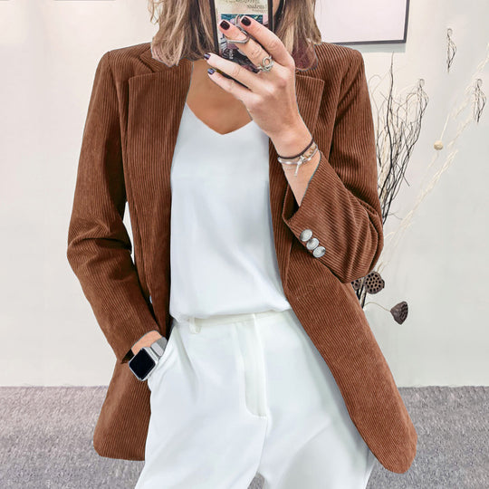 Damen elegante Blazerjacke mit Streifenmuster und modernem Schnitt EB