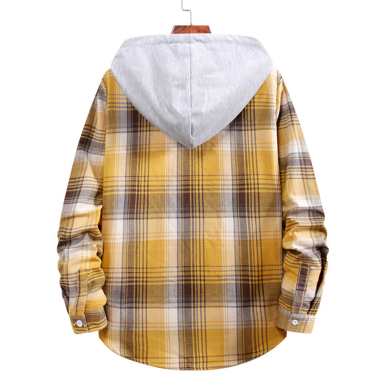 Herren Flanellhemdjacke mit Hood und modernem Karomuster EB
