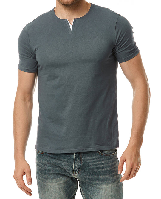 Herren Kurzarm-Henley-Shirt mit modernem Ausschnitt und bequemer Passform EB