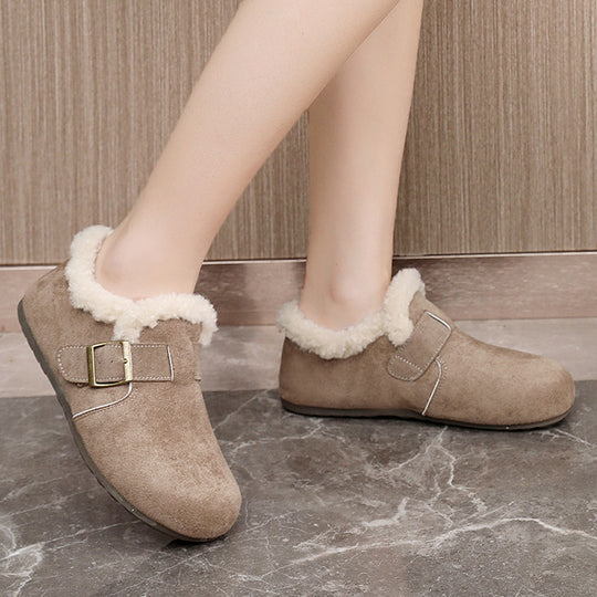 Damen warme Clogs mit kuscheligem Innenfutter und modischem Schnallenverschluss EB