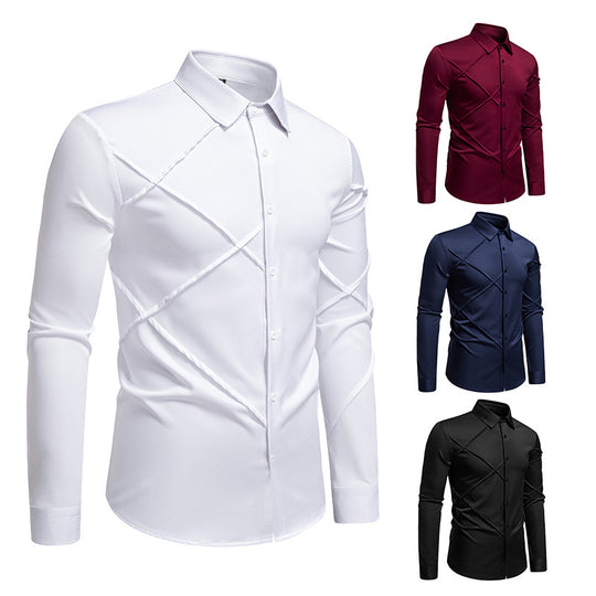 Herren Langarmhemd mit asymmetrischem Design EB