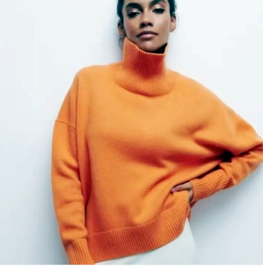 Damen Modischer Rollkragenpullover aus weichem Material EB
