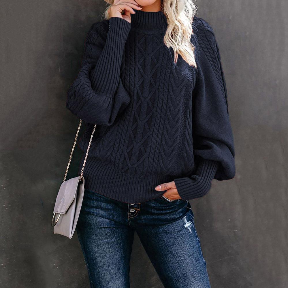 Damen Strickpullover mit hochgeschlossenem Kragen und strukturiertem Design EB