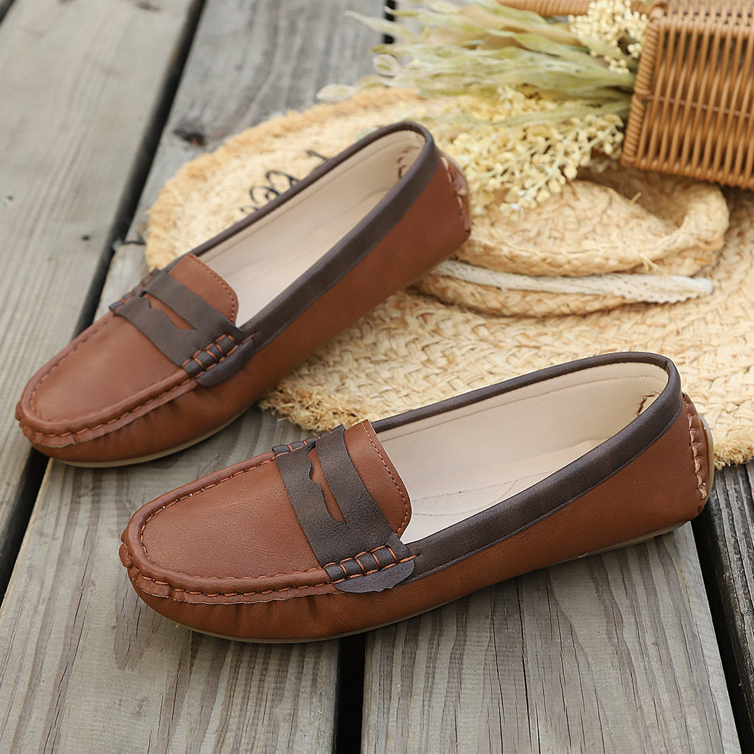 Damen Mokassin-Schuhe mit eleganter Lederverarbeitung EB