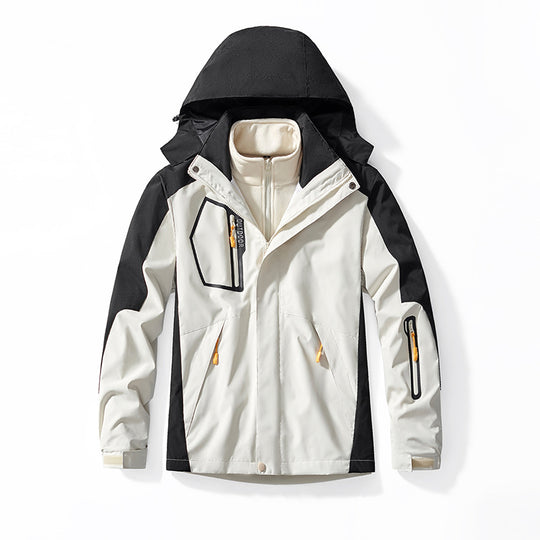 Herren dreiteilige Softshell- und Fleece-Outdoorjacke mit wasserdichter Membran und Kapuze EB
