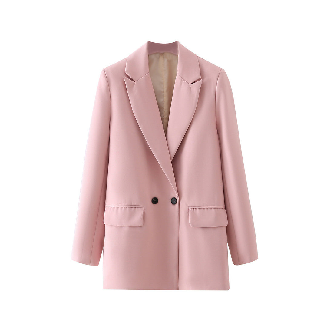 Damen Oversize Doppelreihiger Blazer mit fallendem Revers und weicher Innenfütterung EB