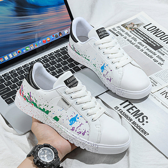 Damen Mode Sneakers mit farbenfrohem Spritzdesign und rutschfester Sohle EB