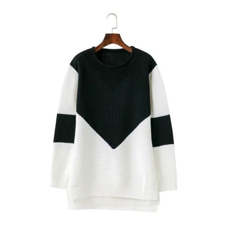 Damen Großer Strickpullover mit modernem geometrischen Design und atmungsaktiver Struktur EB