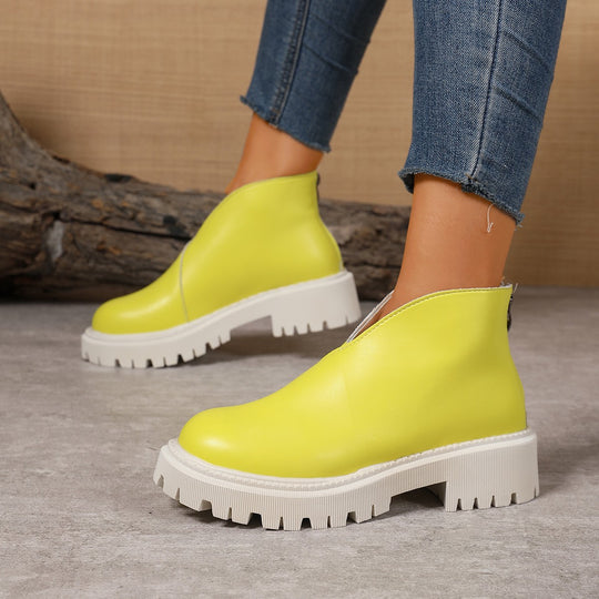 Damen Modische Chelsea-Boots mit trendigem Plateau und rutschfester Sohle EB