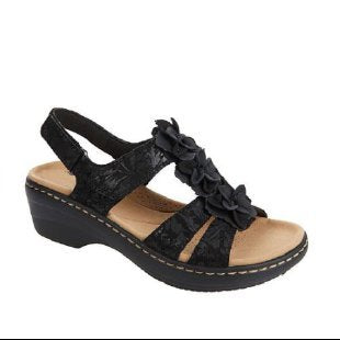 Damen komfortable Sandalen mit dekorativen Blumendetails EB
